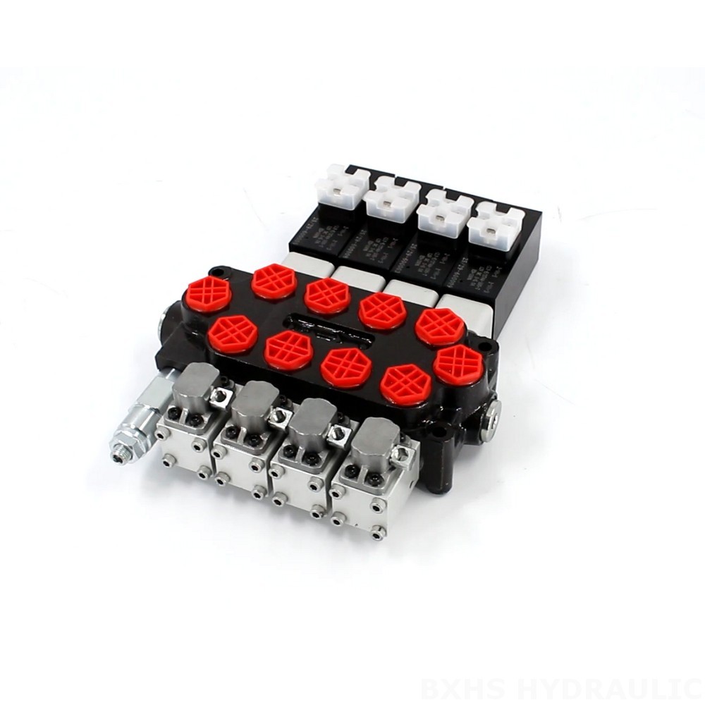 Q45 Solenoid & Manual 4 Spool Monoblock Hydraulic Directional Valve image
